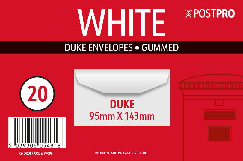 5pk Duke White Envelopes Pack Of 20 - Tiger Feet Ireland