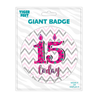 6pk Big Badges Birthday Age 15 - Tiger Feet Ireland