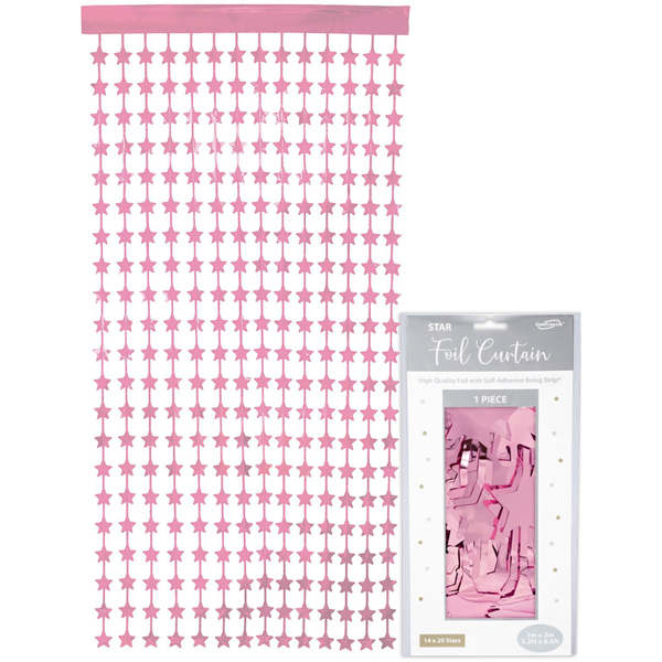 Light Pink Foil Stars Door Curtain 1m x 2m - Tiger Feet Ireland