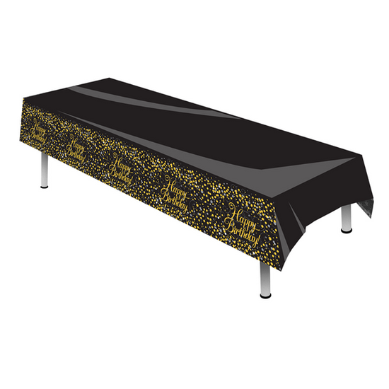 Oaktree Tablecover Birthday Fizz Black 1.37x2.6m