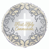 Foil Balloon 18" Gold Cross 1st Holly Communion - Tiger Feet Ireland