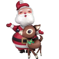 Foil Balloon Airwalker Santa & Reindeer - Tiger Feet Ireland