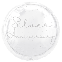 Foil Balloon 18" Round Silver Anniversary - Tiger Feet Ireland