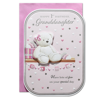6pk Cards C90 Birthday Age 1 Granddaughter - Tiger Feet Ireland