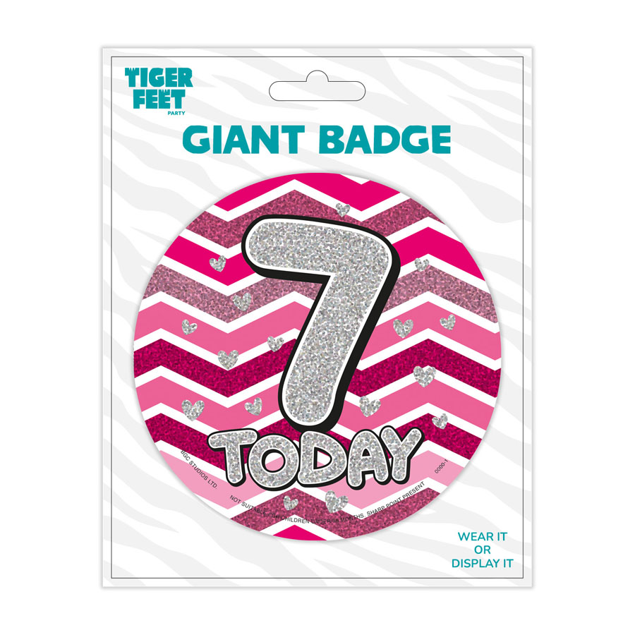 6pk Big Badges Birthday Age 7 - Tiger Feet Ireland