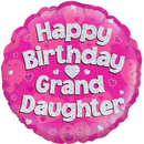 Foil Balloon 18" Happy Birthday Granddaughter - Tiger Feet Ireland