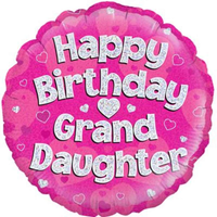 Foil Balloon 18" Happy Birthday Granddaughter - Tiger Feet Ireland