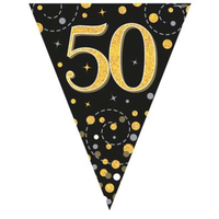 Party Bunting Sparkling 50 Black & Gold - Tiger Feet Ireland