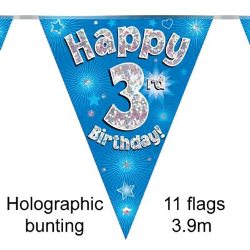 Party Bunting Happy 3rd Birthday Blue - Tiger Feet Ireland