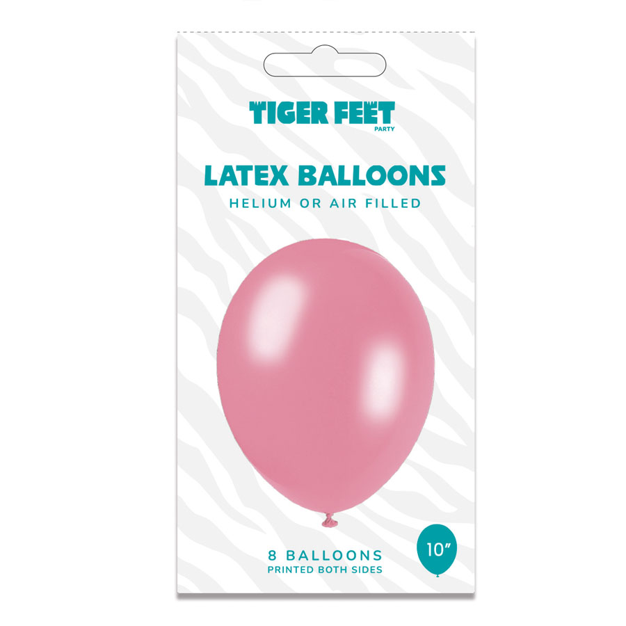 6 x 8pk Latex Balloons Pink 10" Tiger Feet - Tiger Feet Ireland