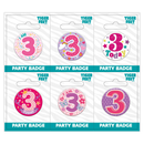 6pk Small Badges Birthday Age 3 - Tiger Feet Ireland