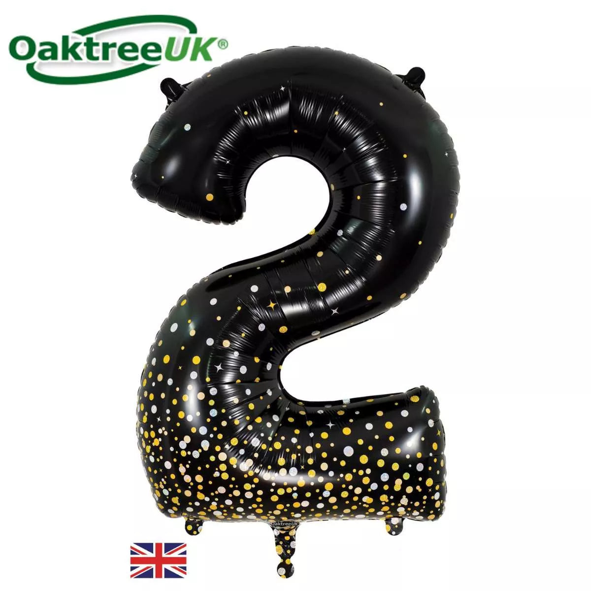 Foil Balloon 34" Big Number Holo. Black Gold - Tiger Feet Ireland