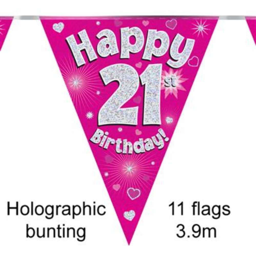 Party Bunting Happy 21st Birthday Pink - Tiger Feet Ireland