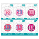 6pk Small Badges Birthday Age 13 - Tiger Feet Ireland