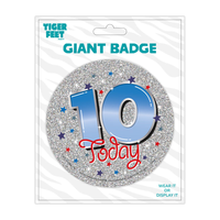 6pk Big Badges Birthday Age 10 - Tiger Feet Ireland
