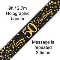 9ft Banner Spark Fizz 50th Blck & Gld Holo - Tiger Feet Ireland