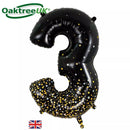 Foil Balloon 34" Big Number Holo. Black Gold - Tiger Feet Ireland