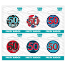 6pk Small Badges Birthday Age 50 - Tiger Feet Ireland