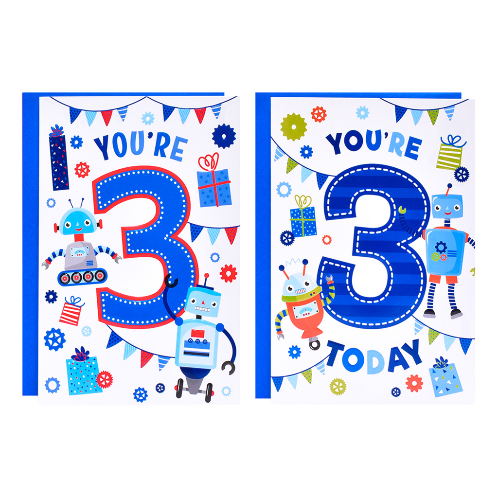 12pk Cards C50 Birthday Age 3 - Tiger Feet Ireland