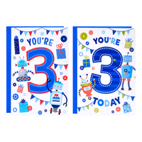 12pk Cards C50 Birthday Age 3 - Tiger Feet Ireland