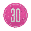 Foil Balloon 18" Round Glitz Pink 30th - Tiger Feet Ireland