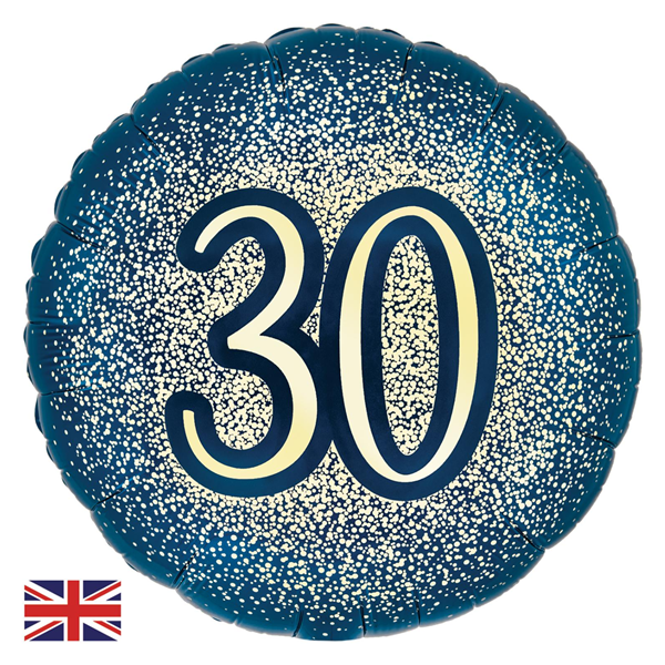 Foil Balloon 18" Round Metallic Glitter Age 30 - Tiger Feet Ireland
