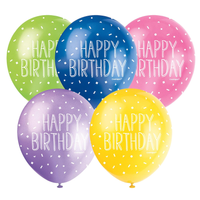 5ctn Latex Balloon 12in Round Happy Birthday - Tiger Feet Ireland