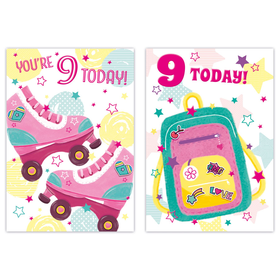 12pk Cards C50 Birthday Age 9 - Tiger Feet Ireland