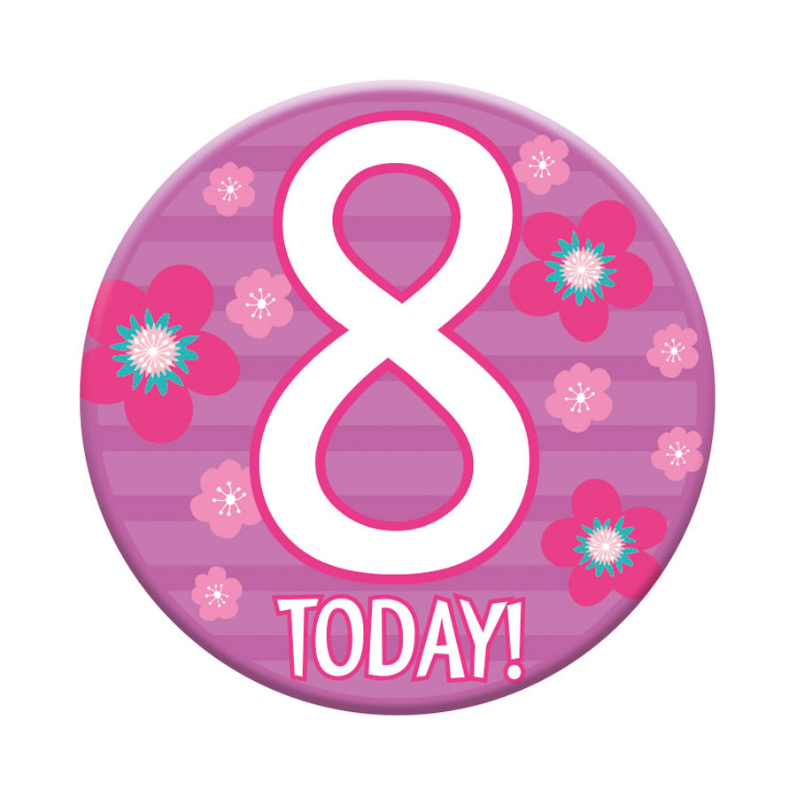 6pk Small Badges Birthday Age 8 - Tiger Feet Ireland