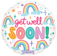 Foil Balloon 18" Round Get Well Soon Rainbows - Tiger Feet Ireland