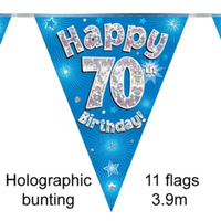 Party Bunting Happy 70th Birthday Blue - Tiger Feet Ireland