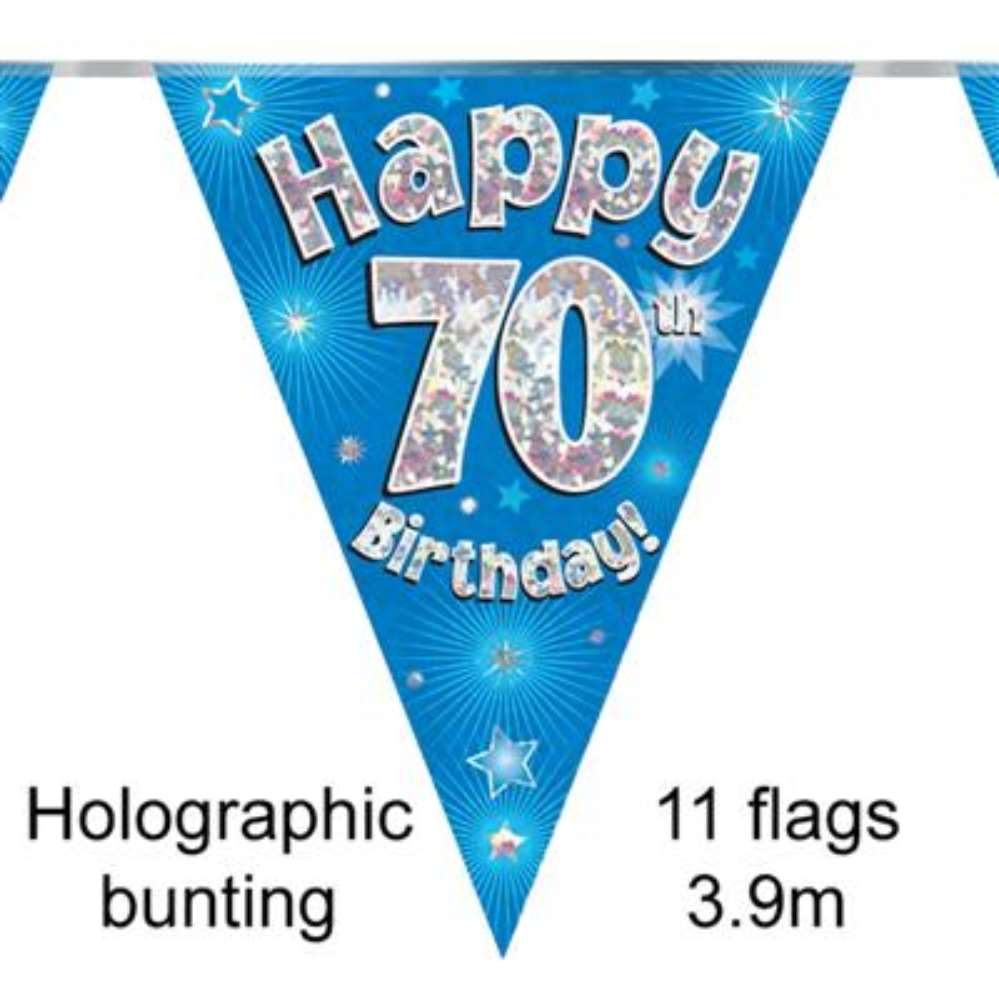 Party Bunting Happy 70th Birthday Blue - Tiger Feet Ireland