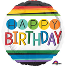 Foil Balloon 18" Round Rainbow Birthday - Tiger Feet Ireland