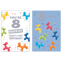 12pk Cards C50 Birthday Age 8 - Tiger Feet Ireland