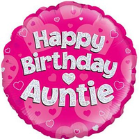 Foil Balloon 18" Round Happy Birthday Auntie - Tiger Feet Ireland
