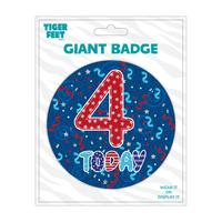 6pk Big Badges Birthday Age 4 - Tiger Feet Ireland