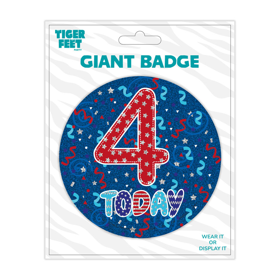 6pk Big Badges Birthday Age 4 - Tiger Feet Ireland
