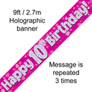 9ft Banner Happy 10th Birthday Pink - Tiger Feet Ireland