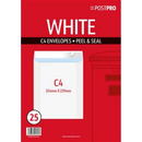 25pk Envelopes C4 229x324mm White Peal&Seal - Tiger Feet Ireland