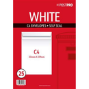 25pk Envelopes C4 229x324mm Self Seal White - Tiger Feet Ireland