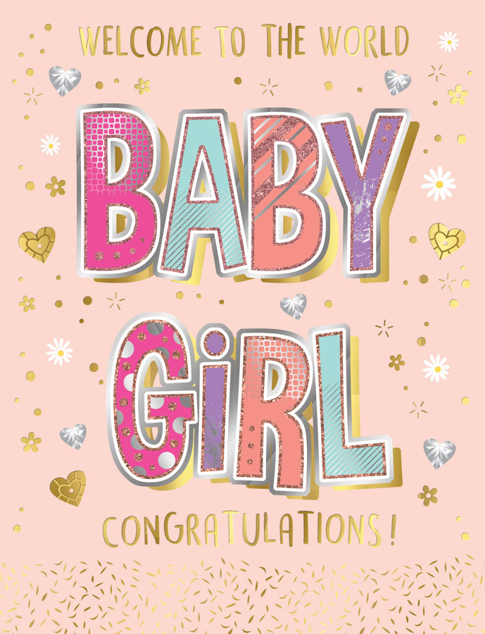 6pk Cards ED C50 Baby Girl Hearts - Tiger Feet Ireland