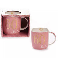 Age 60 Pink Mug With Foil Number - Tiger Feet Ireland