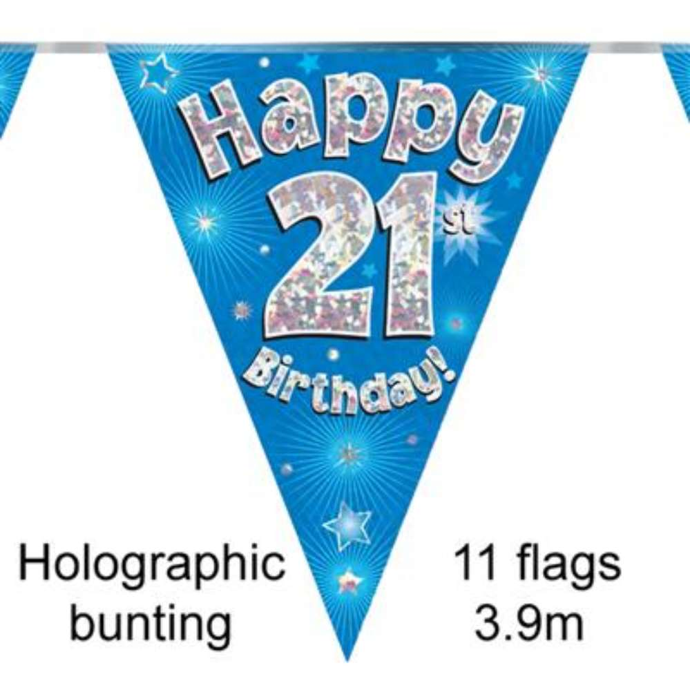 Party Bunting Happy 21st Birthday Blue - Tiger Feet Ireland