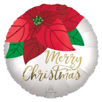 Foil Balloon 18" Round Christmas Poinsettia - Tiger Feet Ireland