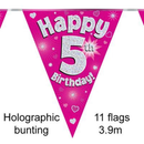 Party Bunting Happy 5th Birthday Pink - Tiger Feet Ireland