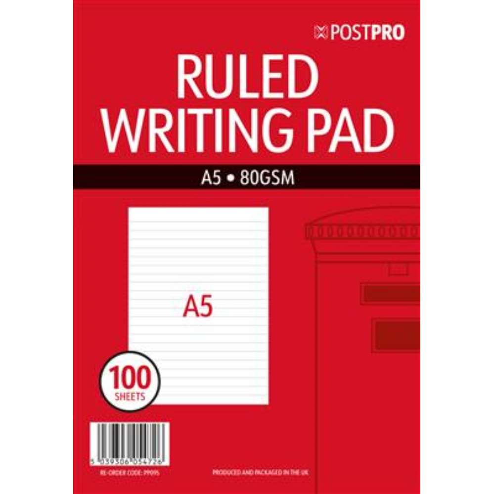 12pk Ruled Writing Pad 100 Sheets A5 BGC - Tiger Feet Ireland