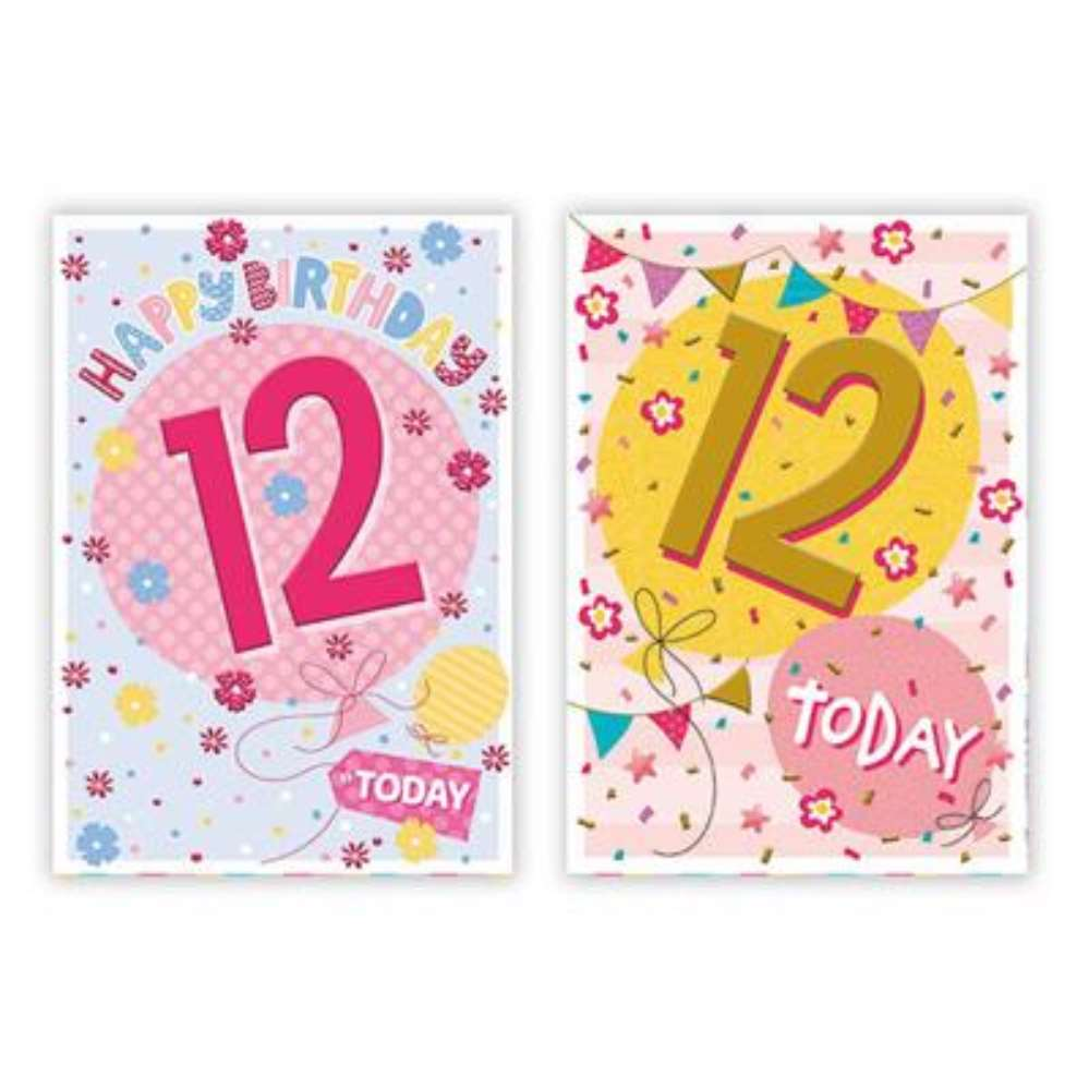 12pk Cards C50 Birthday Age 12 - Tiger Feet Ireland