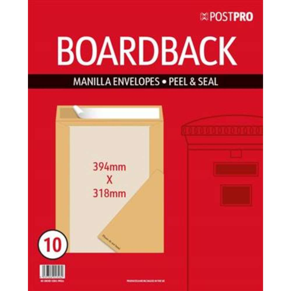 10pk Envelopes Boardback 318x394mm Manilla - Tiger Feet Ireland