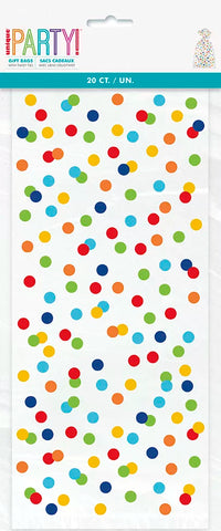 20ct Cello Bags Polka Dot Rainbow - Tiger Feet Ireland