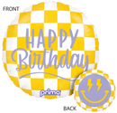 Foil Balloon 18" Round Happy Face Checker Birthday - Tiger Feet Ireland